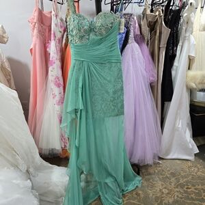 Elegant Teal Strapless Gown